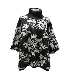 Note Di Anita Made In Italy Wool Cashmere Blend One Size Knit Poncho Boho Chic